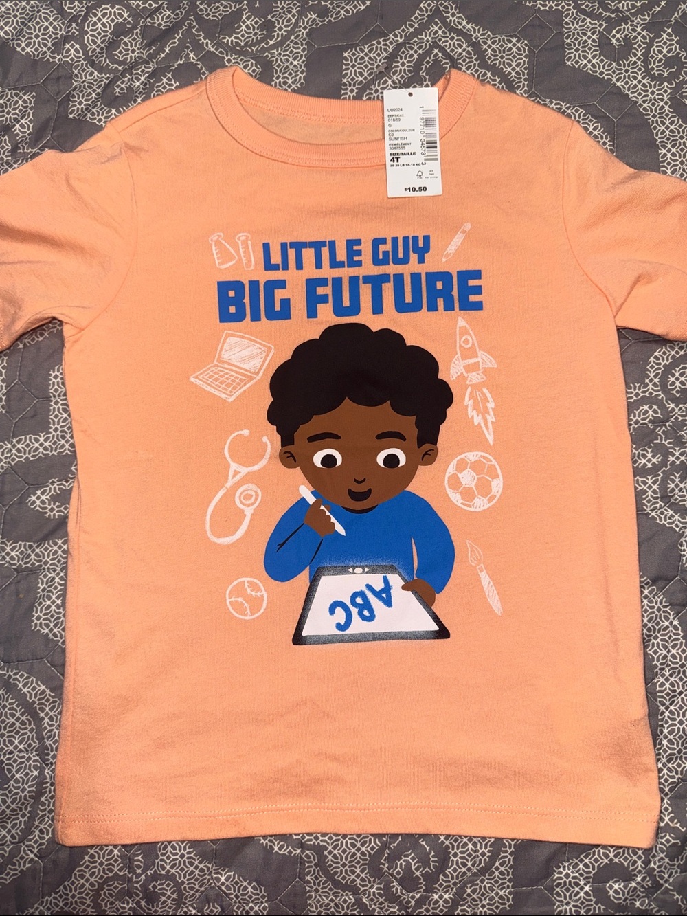 The Children's Place Peach Short Sleeve Tee "Little Guy Big Future"